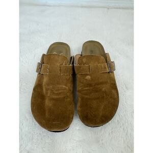 Meixamelle Brown Suede Cork Footbed Clogs EU 39